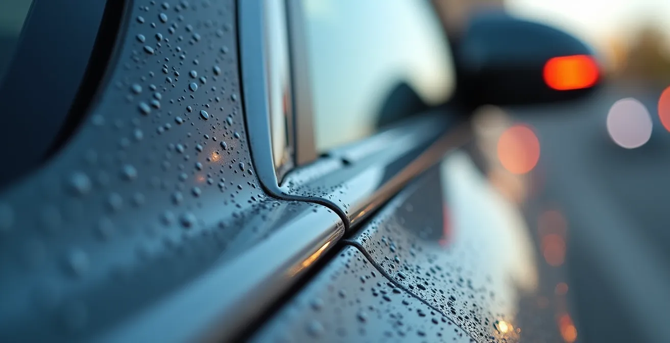 Vue macro montrant l'angle mort dangereux d'un véhicule où un enfant devient invisible