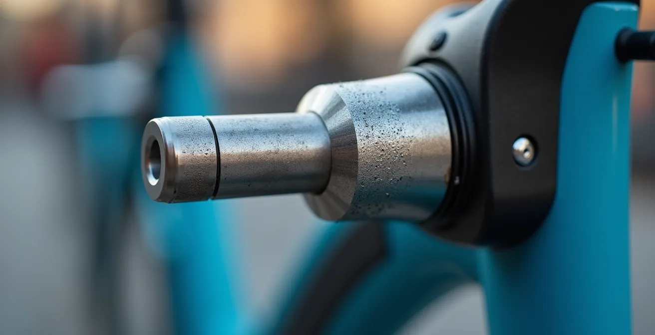 Vue macro du système de verrouillage sécurisé d'un vélo BIXI